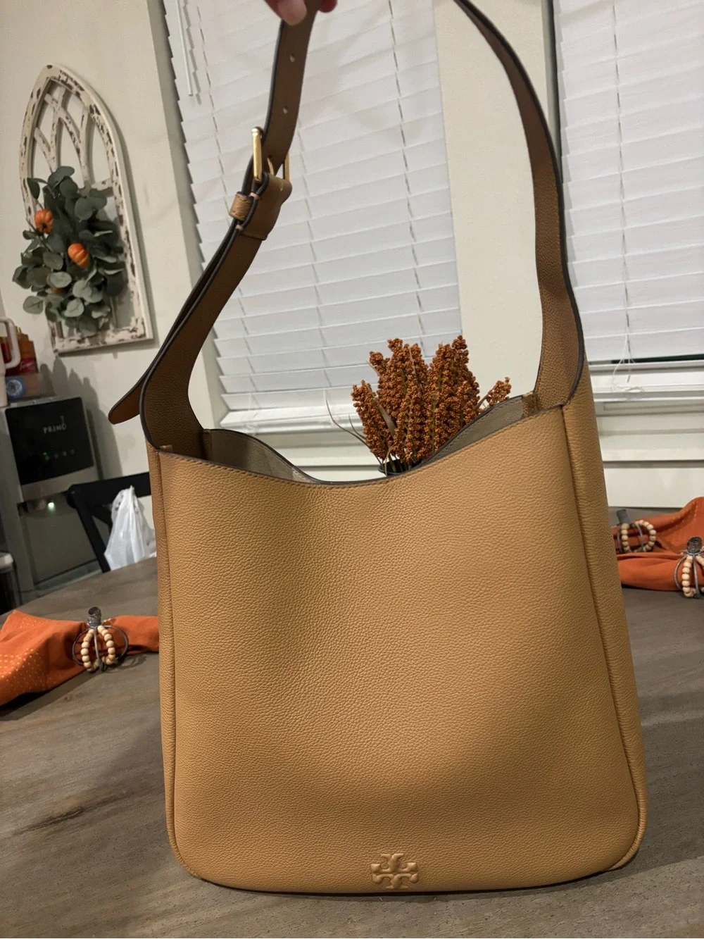 Tory Burch Tan Pebbled Leather Shoulder Bag